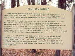 Markers &raquo; Elklick Mound, Batavia Twp AKA Evans Mound; located in a fenced enclosure adjacent to the picnic grounds in the southern part of East Fork State Park